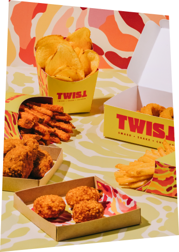 Caixa Twist com snacks variados